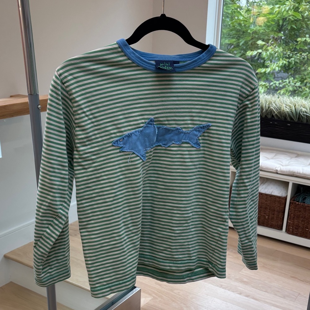 Mini Biden Green and White Striped Shark Shirt